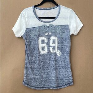Women's Blue and White Heather San Diego Padres Graphic Tee